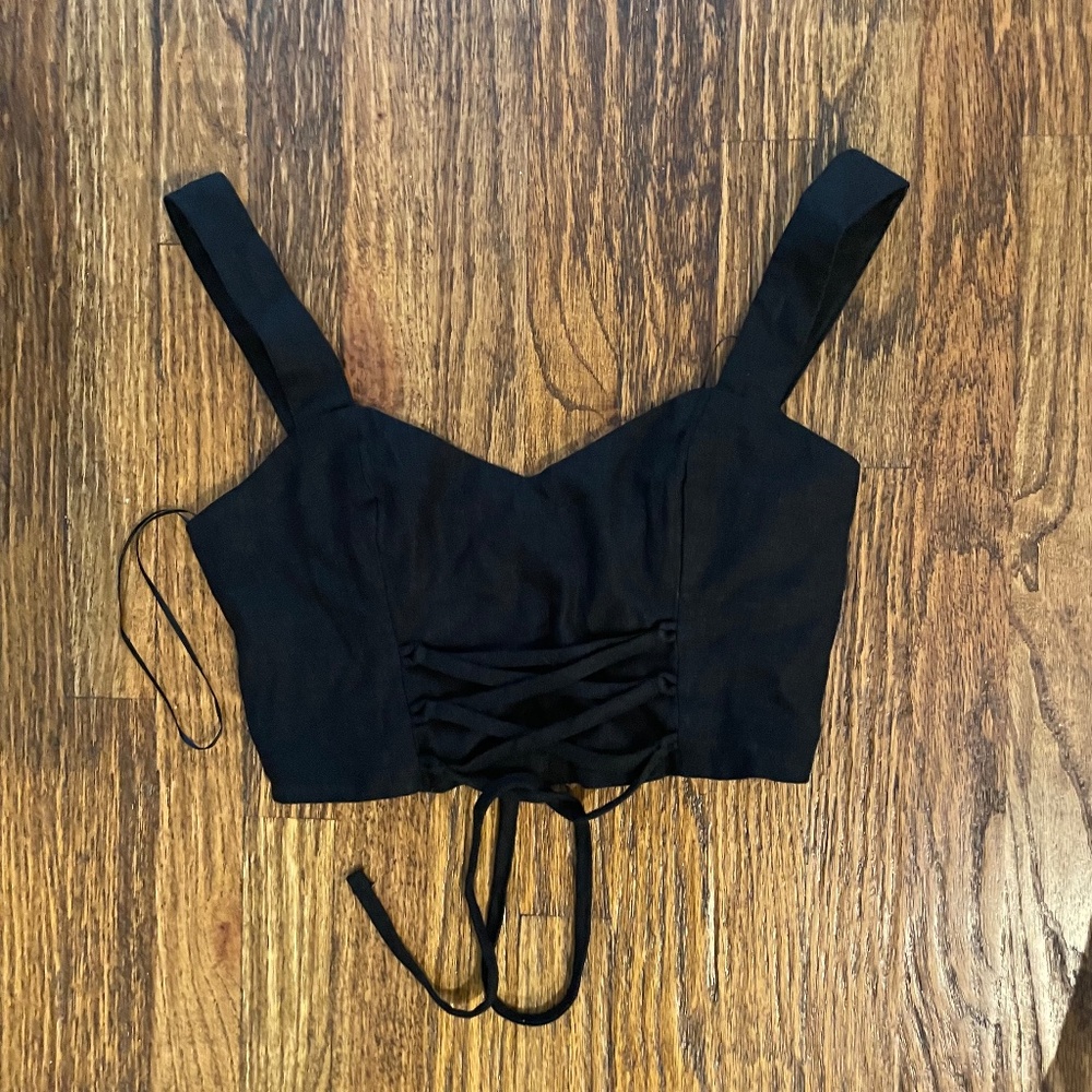 Abercrombie & Fitch Black Linen Crop Top